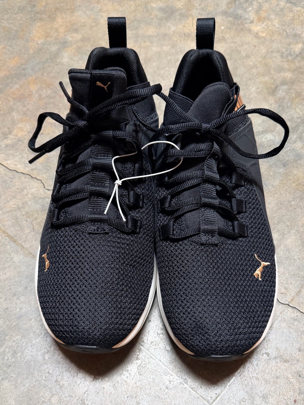 Puma Black Mesh Sneakers with Rose Gold Accents